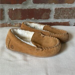 Toddler: Lands’ End Fuzzy Lined Suede Moccasin Slippers